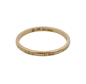 Circa 1920s Art Deco Etched Wedding Band Ring in 14K Gold