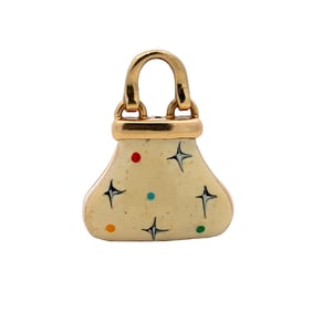 Italian Made Enamel Handbag Charm in 14K Gold