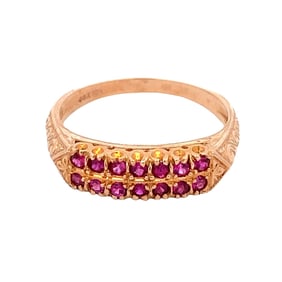 14K Rose Gold Pink Sapphire Double Row band