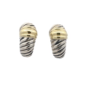 David Yurman Half-Hoop Earrings in Sterling Silver and 14K Gold