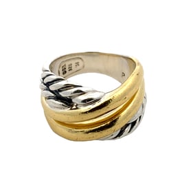 David Yurman Crossover Band Ring in Sterling Silver 18K gold