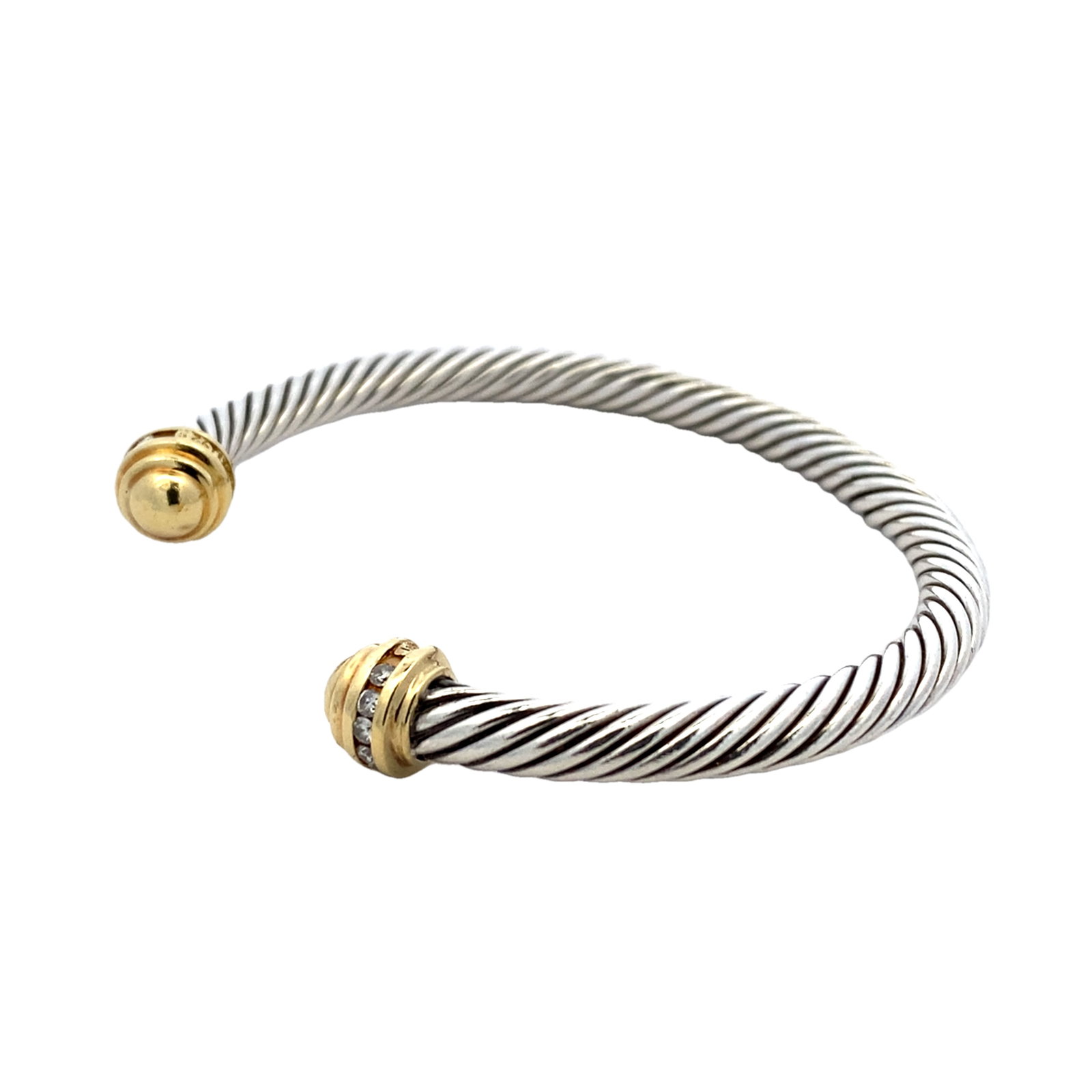 David Yurman Cuff Bracelet with Diamonds in Sterling Silver and 18K Gold (1 of 4)