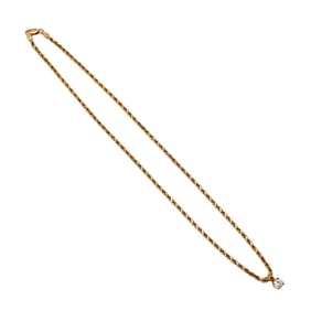 Estate Solitare Diamond Pendant Necklace in 10K Gold