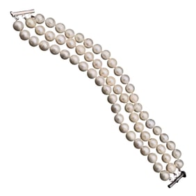 Pearl Multi Strand Bracelet in Sterling Silver