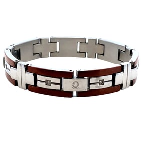Mens Stainless Steel Feshion Bracelet with Diamond