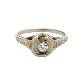 Circa 1920s Art Deco Diamond Ring in 18K White Gold