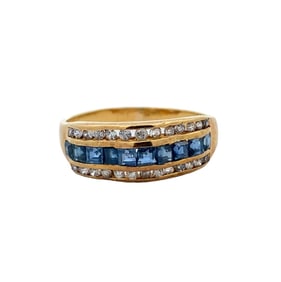 Estate Diamond and Sapphire Ring in 18K Gold