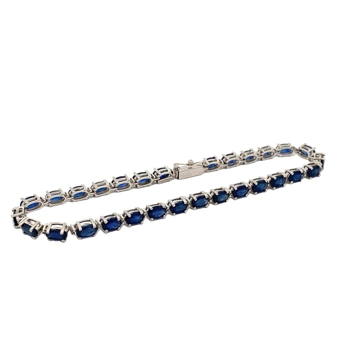 14K White Gold Diamond and Sapphire Straight Line Tennis Bracelet (1 of 4)