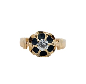 Estate Solitaire Diamond Ring in 14K Yellow Gold
