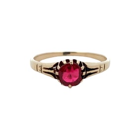 Estate Lab-Grown Ruby Ring in 14K Yellow Gold