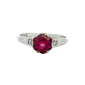 Pink Tourmaline and Diamond Ring in 18K White Gold