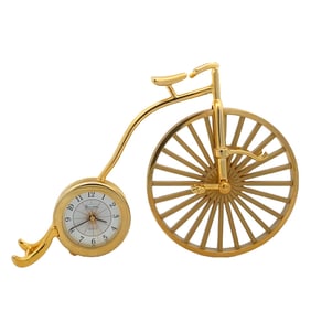 Vintage Miniature Bulova Penny Farthing Brass Bicycle Clock