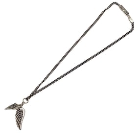 King Baby Double Wing Pendant with Curb Chain in Sterling Silver