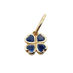 Blue Sapphire Clover Pendant in 14K Yellow Gold