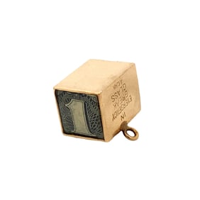 1950s 14 Karat Gold Money Cube Charm Pendant