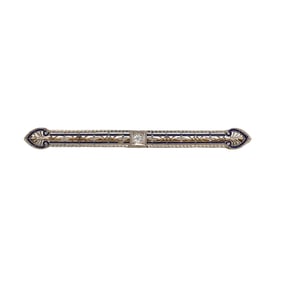 Antique Enamel and Diamond Brooch in 18K Two Tone Gold