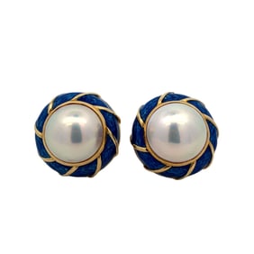 Tiffany & Co. Pearl and Enamel Earrings in 18K Gold