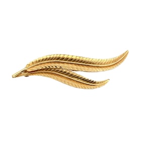 Estate Feather Brooch in 18K Yellow Gold