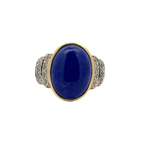 Lapis Lazuli and Diamond Ring in 14K Yellow Gold