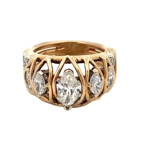 Marquise Diamond Ring in 14K Yellow Gold