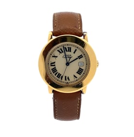Must de Cartier Rondo 1800 Date Vermeil Leather Quartz Unisex Watch