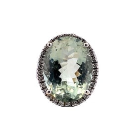 Aquamarine and Diamond Ring in 14K White Gold