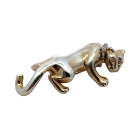 Designer Carla Panther Brooch with Diamond in 14K Yellow Gold