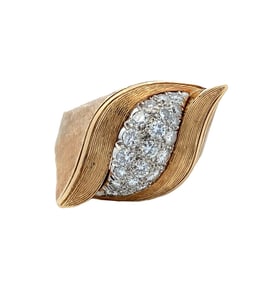 Florentine Finish Diamond Ring in 14K Yellow Gold