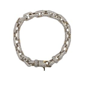 Diamond Pave Link Bracelet in 10K Yellow Gold