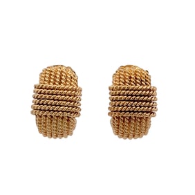 Roberto Coin Rope Clip Earring with Ruby in 18K Yellow Gold