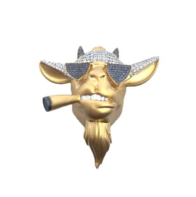 Diamond and Sapphire Camel Brooch in 14K Yellow Gold