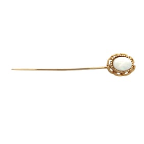 Vintage Imitation Opal Stick Pin in Gold Tone