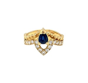 Diamond and Sapphire Ring in 18K Yellow Gold