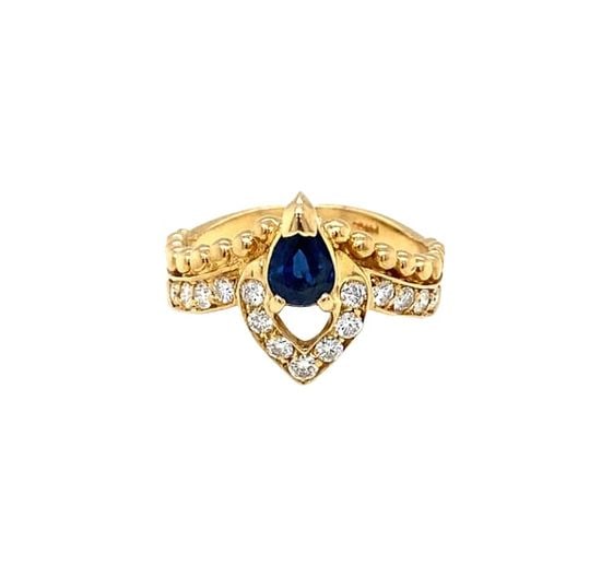 Diamond and Sapphire Ring in 18K Yellow Gold (1 of 5)
