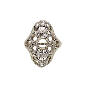 Circa 1920s Art Deco Ring Mounting in 18K White Gold