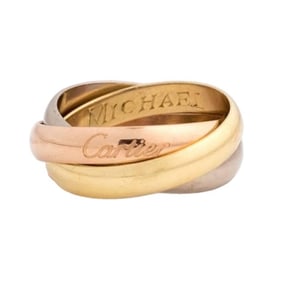 1970s Cartier Trinity Band Ring in 18 Karat Rose, White and Yellow Gold