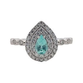 Paraiba Tourmaline and Diamond Ring in Platinum