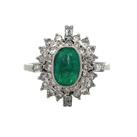 Emerald and Diamond Cocktail Ring in 18K White Gold