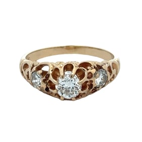 Three Diamond Ring in 14K Yellow Gold
