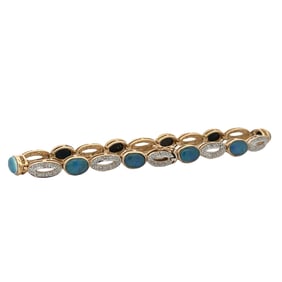 Triplet Opal and Diamond Bracelet in 14K Yellow Gold