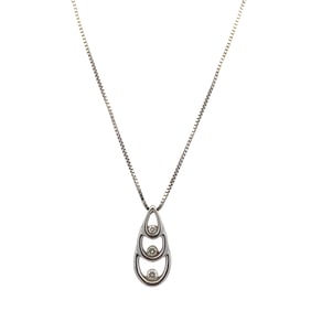 14K White Gold Diamond Pendant Necklace