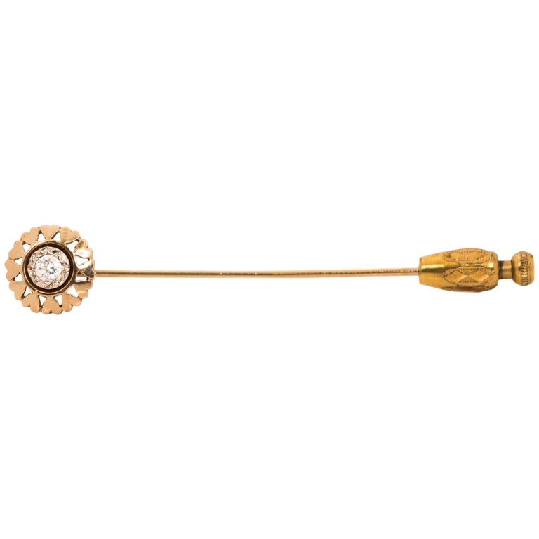 1930s Art Deco Diamond Stick Pin in 18K Yellow Gold (1 of 4)