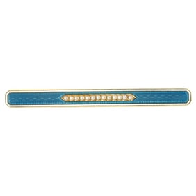 1880s Antique Seed Pearl Bar Pin Brooch with Glass Inlay and 14K Yellow Gold
