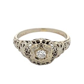 Estate Diamond Ring in 18K White Gold