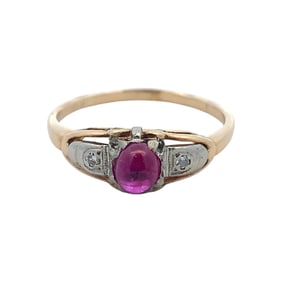 Lab-Grown Star Ruby and Diamond Ring in 14K Yellow Gold