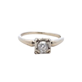 Vintage 1940s Diamond Engagement Ring in 14K White Gold