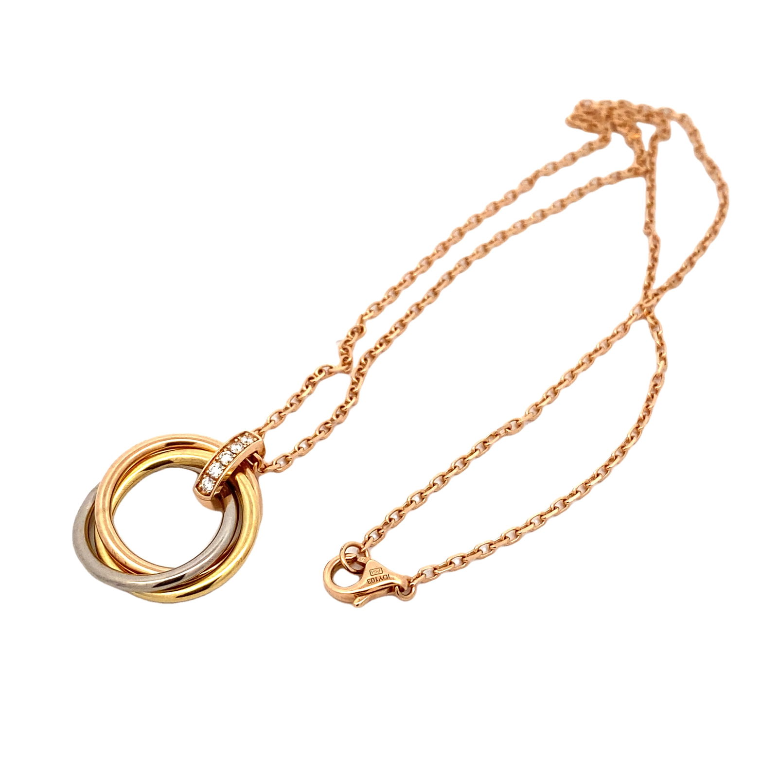 Cartier Trinity 18k Diamond Necklace Tri-Tone (1 of 6)