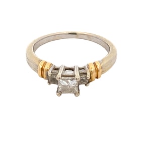 Princess Cut Center Diamond Ring in 14K Gold