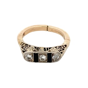Estate Diamond and Sapphire Adjustable Shank Ring in 14k White Gold