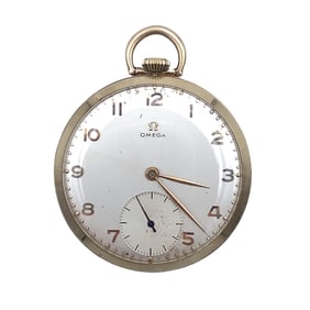 Vintage Mid-Century Omega Mechanical Pocket Watch in 14K Gold